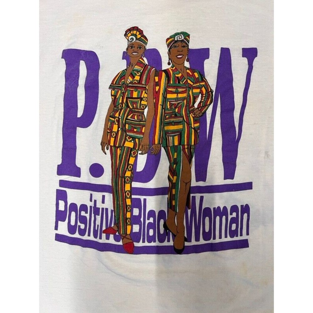 Vintage 90s PBW Positive Black Woman African American T Shirt Single Stitch XL